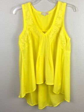 Gianni Bini Yellow Lace High Low Sleeveless Top
